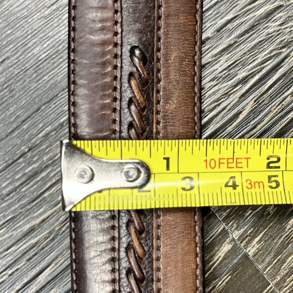 Mezlan Men’s Belt 4929 Brown Leather Woven Inlay Made in Spain Mens Size 36 - Picture 9 of 12